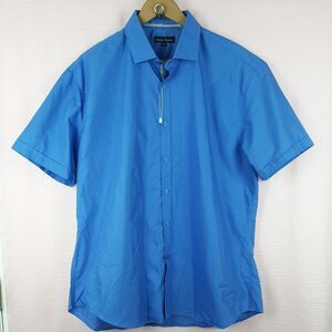 Franco Benicci Men Button Up Blue Short Sleeve Lightweight Shirt Size XL